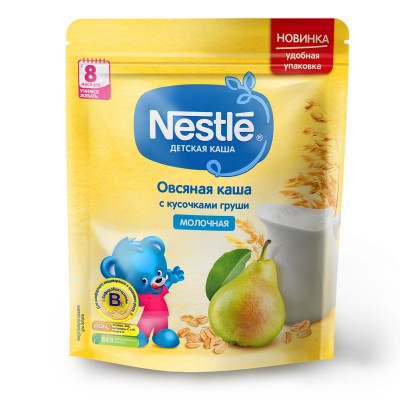 (Упак 9шт х 220гр) Каша Nestle молочная овсяная с кусочками груши