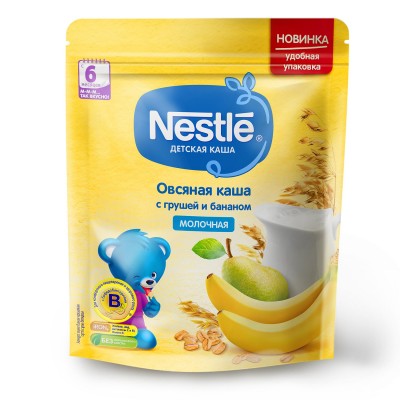 (Упак 9шт х 220гр) Каша молочная Nestle овсяная с грушей и бананом