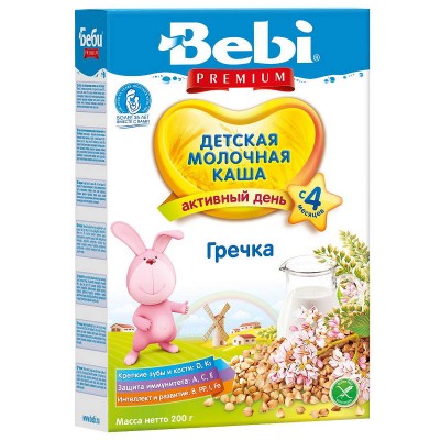 Каша Bebi Premium гречка молочная, с 4 мес., 200гр.