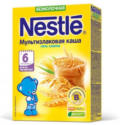 (Упак 9штх200гр) Каша Nestle безмолочная мультизлаковая, 5 злаков 