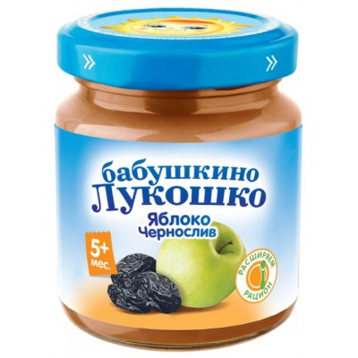 (Упак 6х100гр) Пюре Бабушкино Лукошко яблоко-чернослив для детей с 5 мес