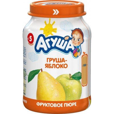 Пюре Агуша Груша-яблоко, упак 8х200 гр