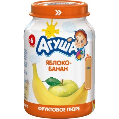 Пюре Агуша Яблоко-банан, упак 8х200 гр