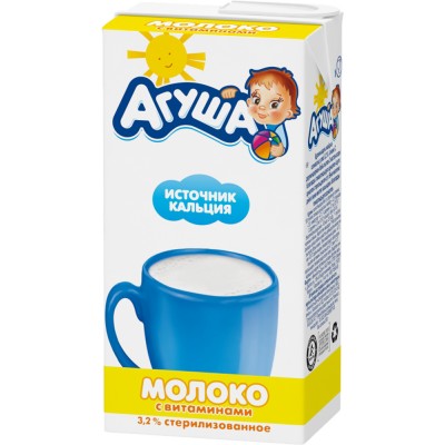 (Упак 15х500мл) Молоко Агуша с витаминами 3,2% с 3 лет
