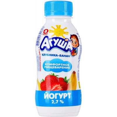 Йогурт питьевой Агуша Клубника и банан 2,7% с 8 мес. 200 гр
