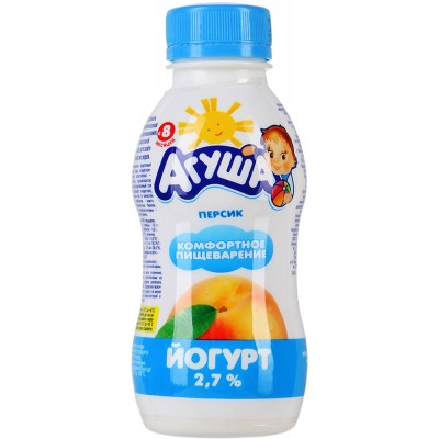 Йогурт питьевой Агуша Персик 2,7% с 8 мес. 200 мл