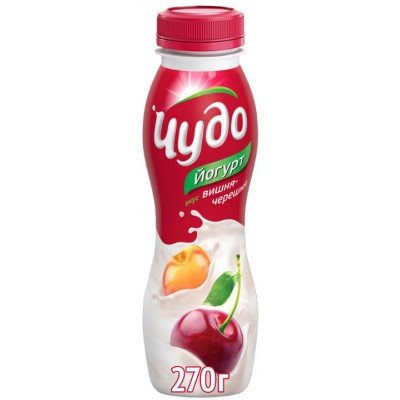 Йогурт питьевой Чудо Вишня-черешня 2,4%, 270 гр