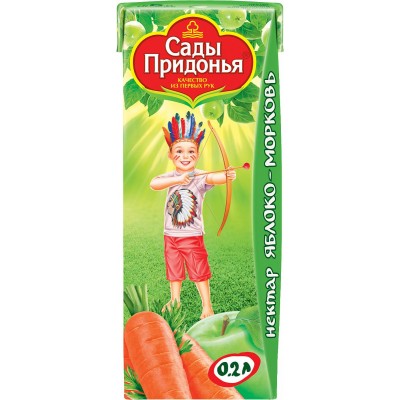 (Упак 27х0,2л) Нектар Сады Придонья Яблоко и морковь с мякотью с 6 мес
